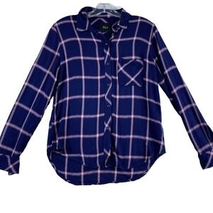 Rails Flannel Shirt Women Sz XS Purple Plaid Long Sleeve Winter Soft Cozy
